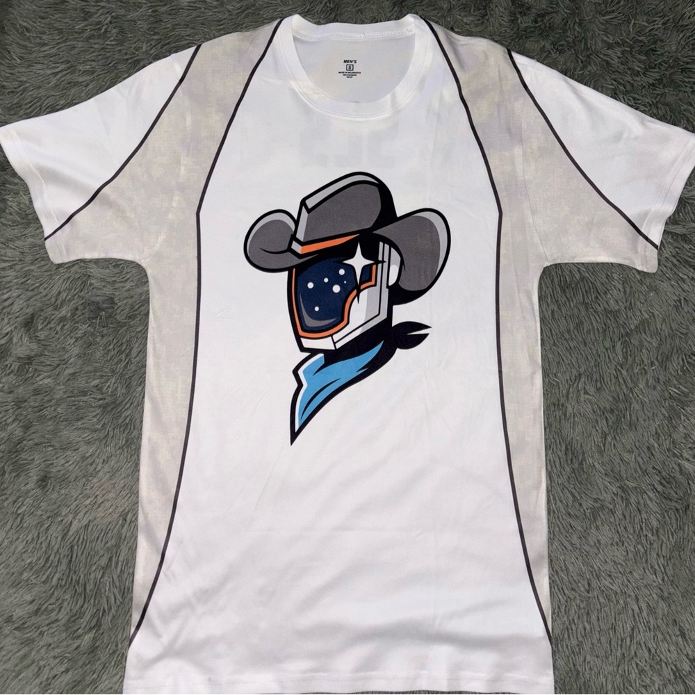 White Graphic T-Shirt with Cowboy Design